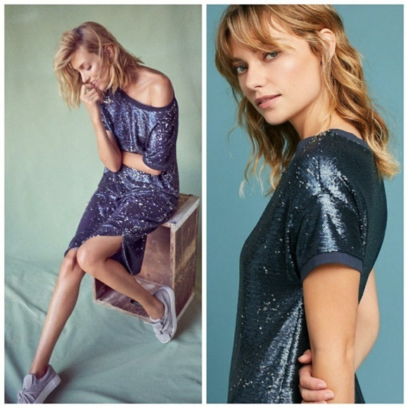 Anthro Moulinette Soeurs Sequin Easy Fit Shift Dress - Picture 2 of 16